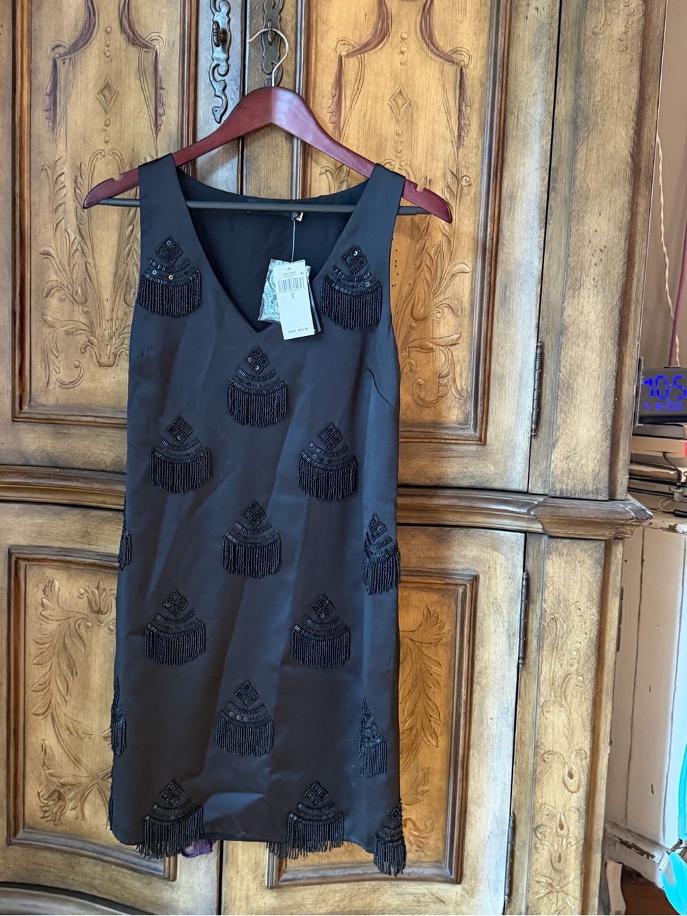 Ralph Lauren Black Beaded Fringe Shift Dress